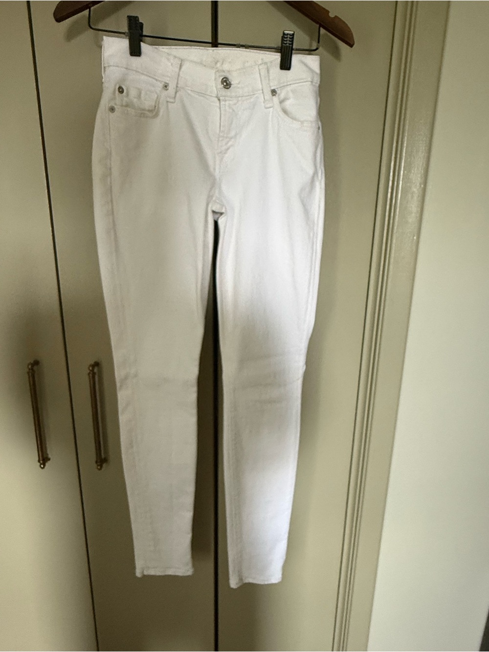 7 For All Mankind White Skinny Jeans Size 25